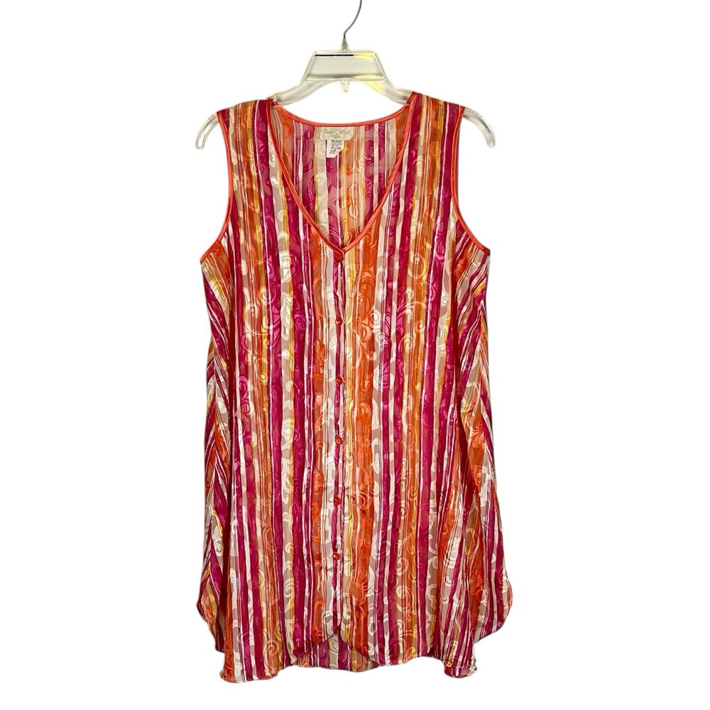 Inner Most Sheer Lounge Slip Top M Vintage Striped Tunic Cover Up Beach